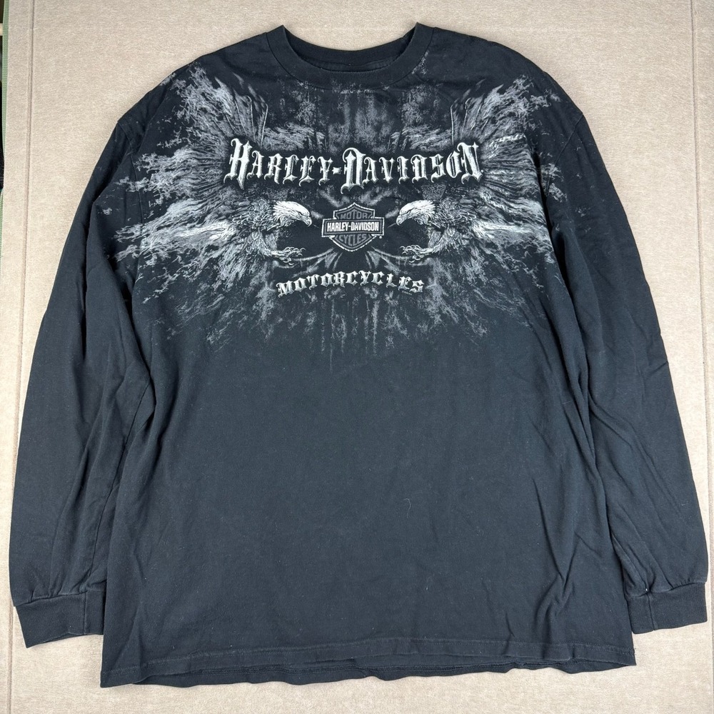Harley Davidson‎ Long Sleeve Mens 2XL Black Trev Deeley Bikers Vancouver Canada